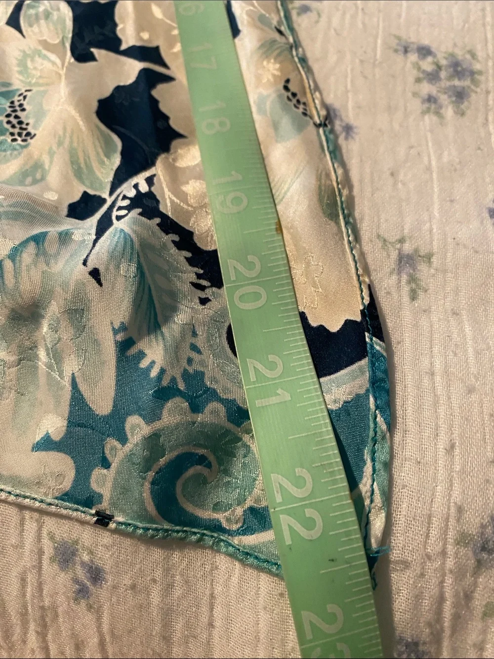 August silk vintage 90’s Floral Slip Maxi Dress in Teal and Cream - Picture 10 of 11